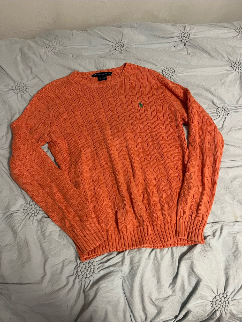 Ralph Lauren Orange Cable-Knit Crewneck Sweater